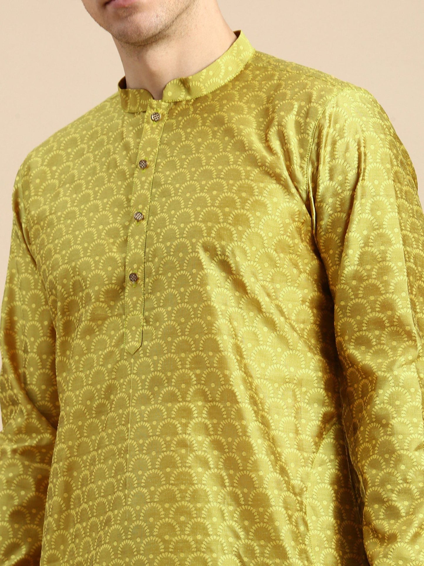 Amodh by Kisah Mens Golden Kurta Trousers (Set of 2)