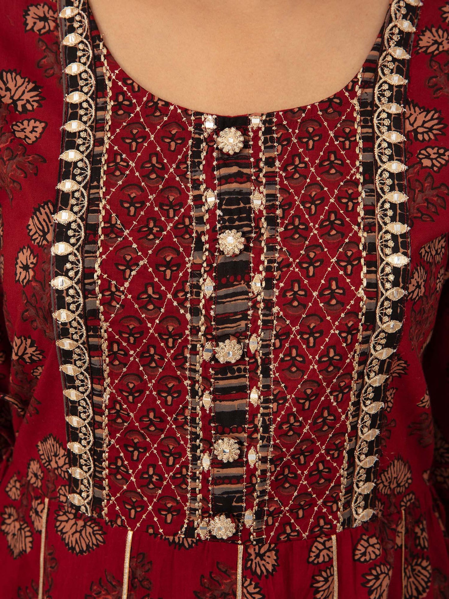 Likha Maroon Anarkali Co-ord Set LIKSKD70 (Set of 2)