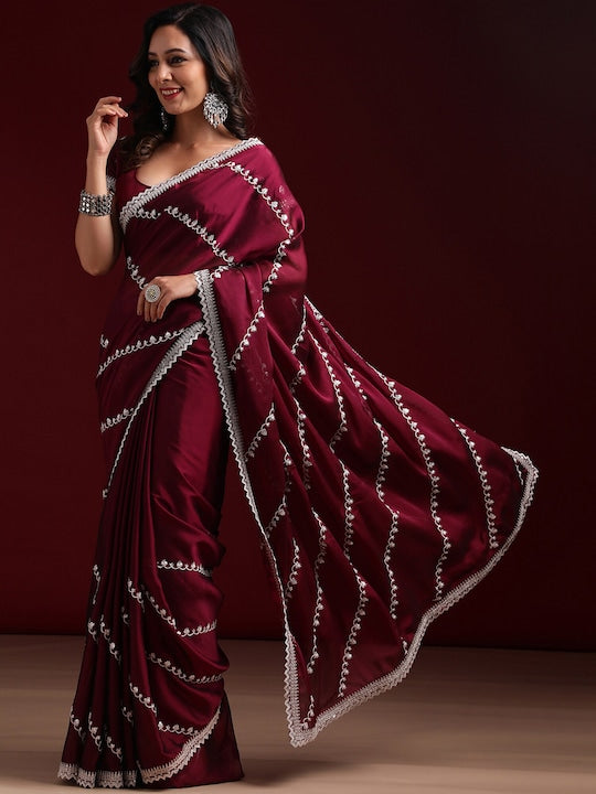 Kasee Floral Embroidered Pure Silk Saree