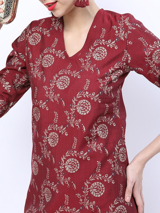 Vishudh Women Floral Printed Kurta with Trousers