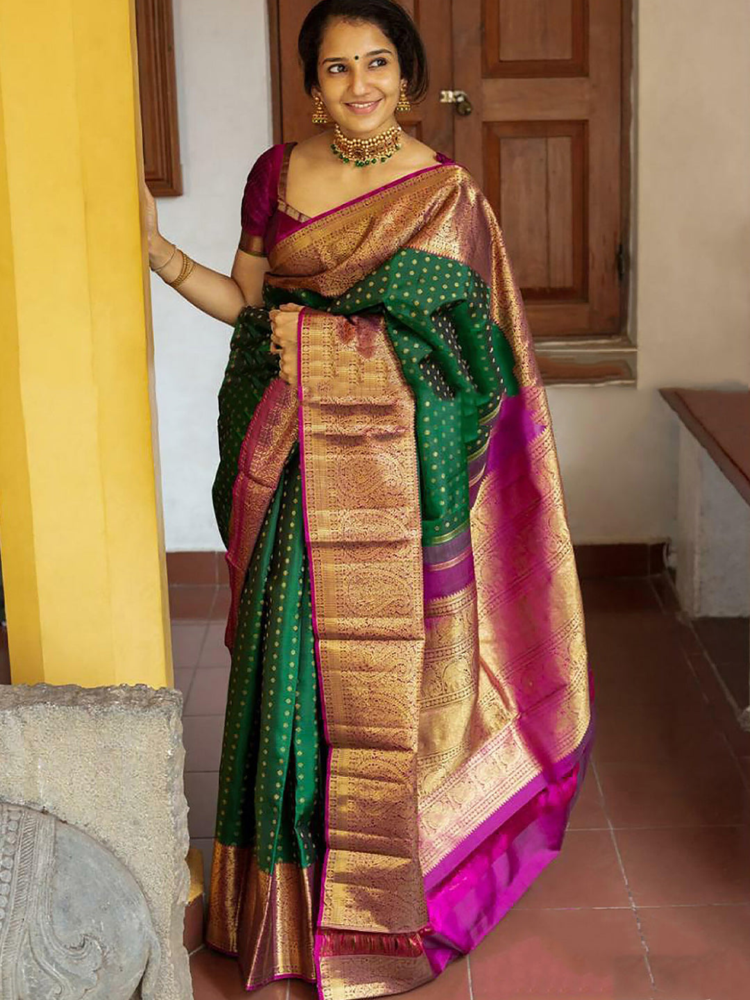 Anjaneya Sarees Woven Design Zari Banarasi Saree