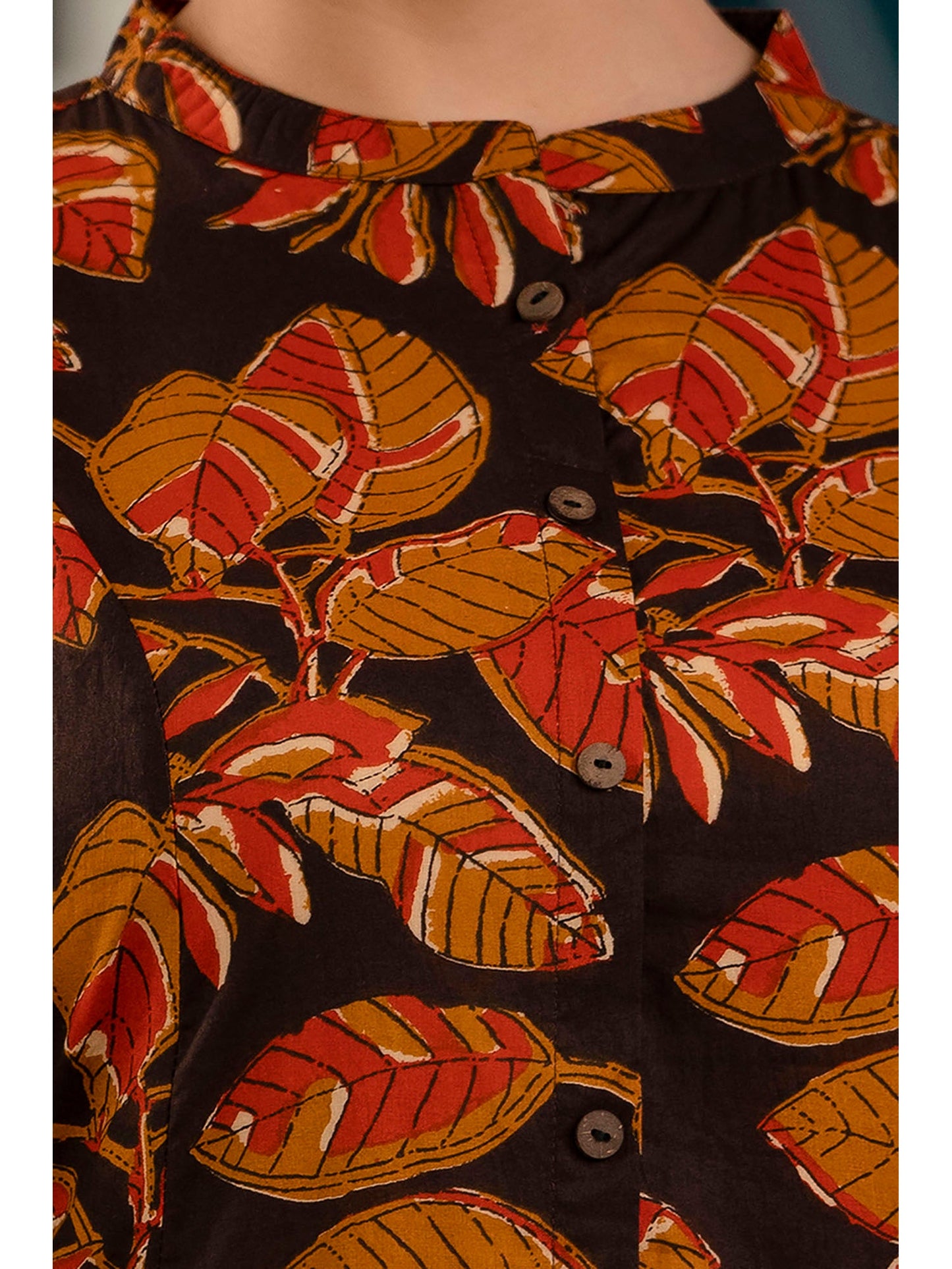 PIROH Womens Cotton Floral Print A-line Kurta Pant - Black (Set of 2)