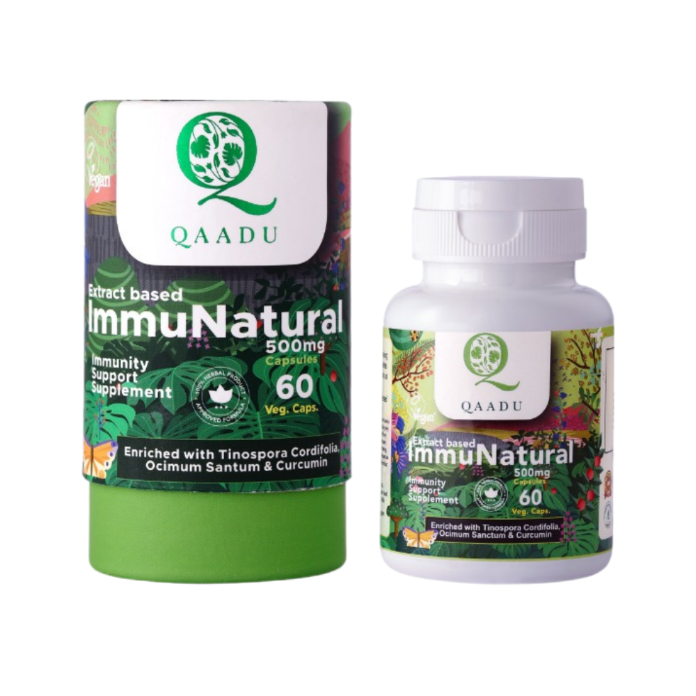 QAADU Ayurvedic Immunatural, Natural Immunity Booster For Stamina and Energy, Ayurvedic Strength Booster, Rich Supplement of Vitamin C for Both Men and Women, Herbal, Vegan (60 capsules)