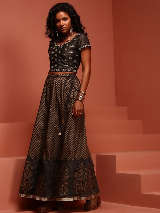 IMARA Floral Embroidered Ready to Wear Lehenga & Blouse With Dupatta