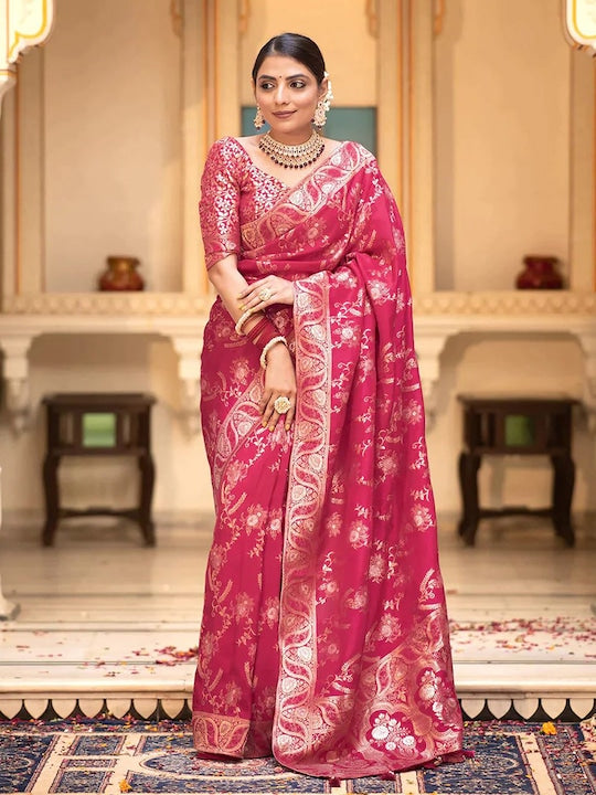 Anjaneya Sarees Woven Design Zari Banarasi Saree