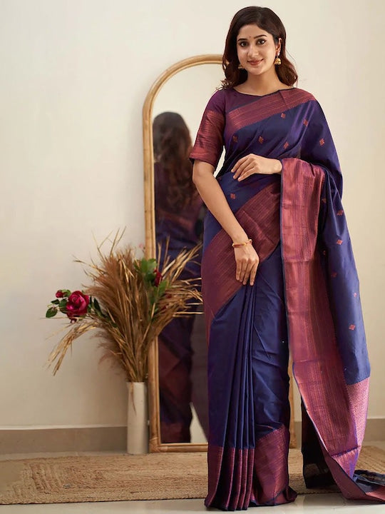 Anjaneya Sarees Ethnic Motifs Woven Design Zari Banarasi Saree