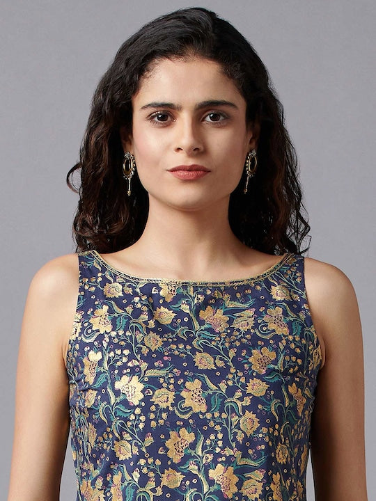 Aurelia Women Blue Floral Printed Kurta