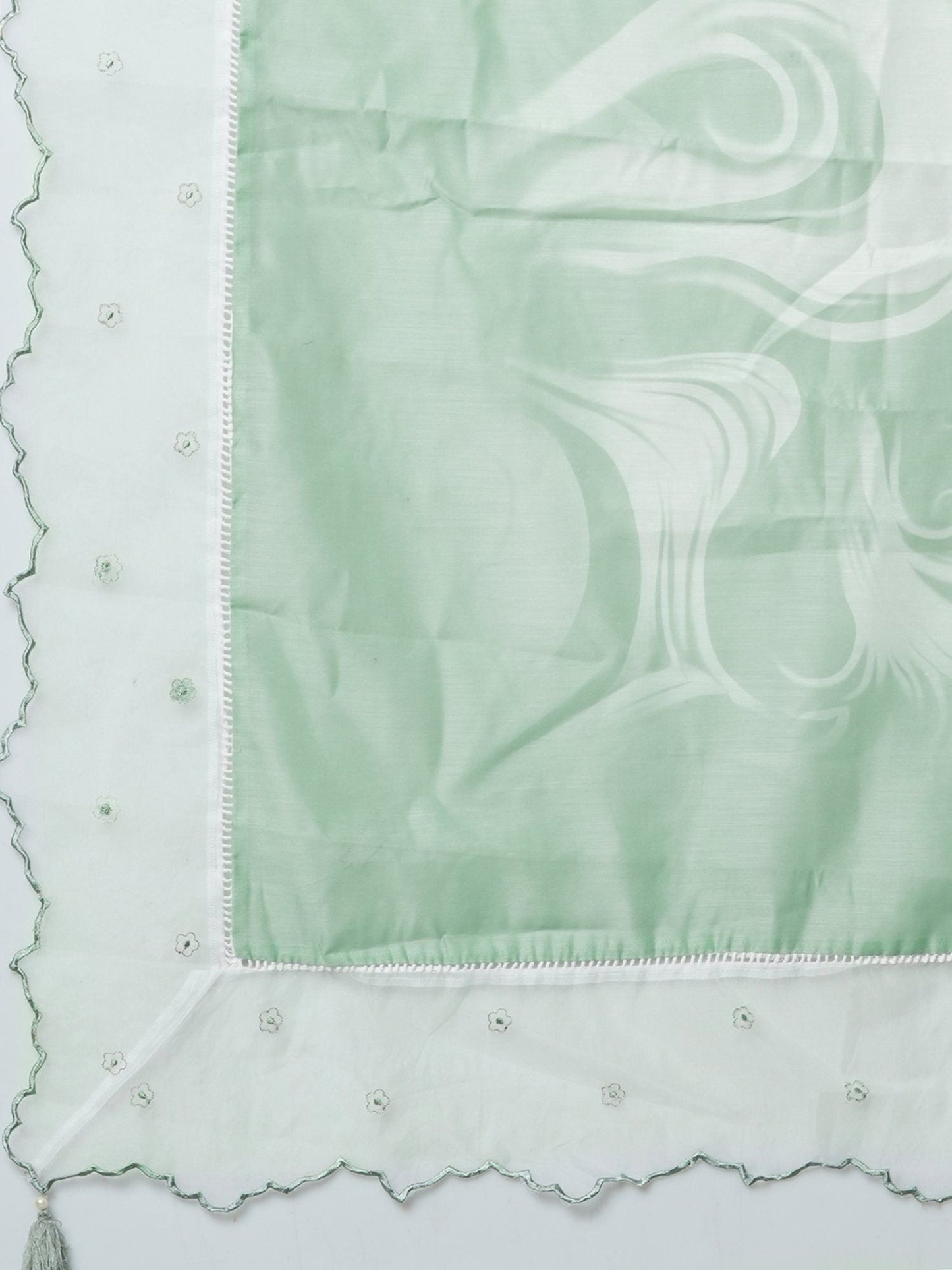 Heeposh Beautiful Marbel Print Kurta with Detailing & Printed Chanderi Dupatta (Set of 3)