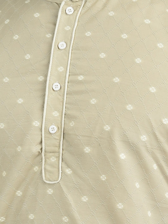 Deyann Men Woven Design Thread Work Cotton Kurta