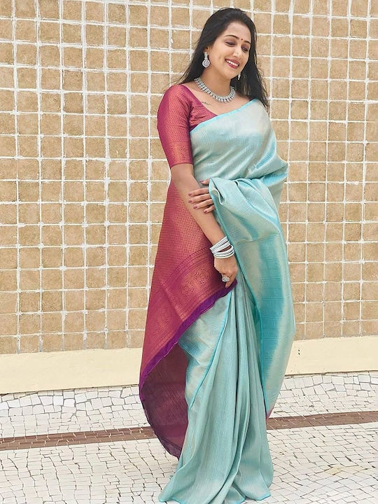 Anjaneya Sarees Ethnic Motifs Woven Design Zari Banarasi Saree