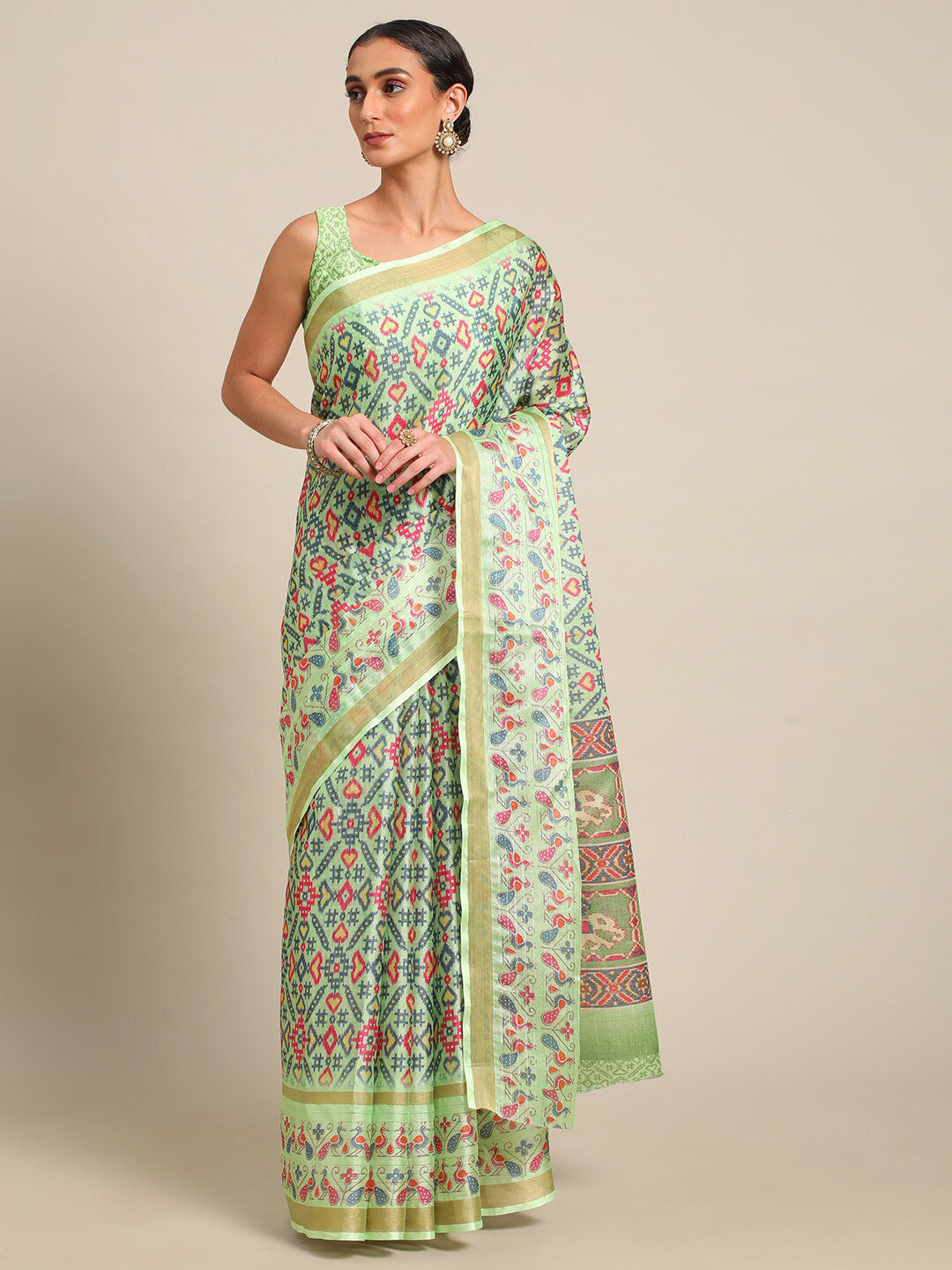 All about you Ethnic Printed Zari Saree