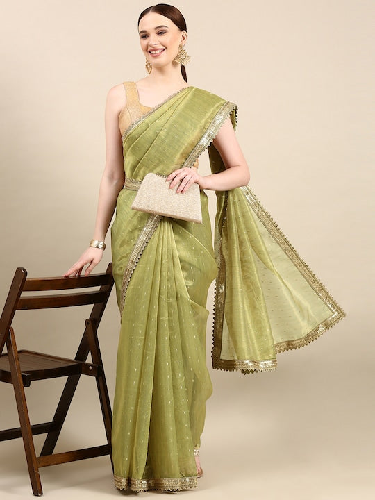Kasee Solid Organza Woven Saree