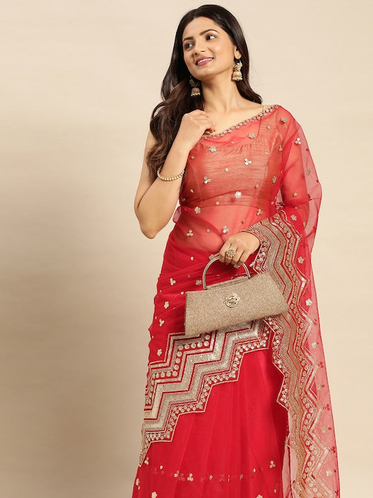 Kasee Embellished Ethnic Motifs Sequinned Net Saree