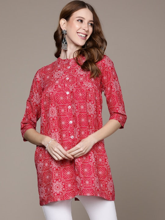 Anubhutee Pink Ethnic Motifs Printed A Line Kurti