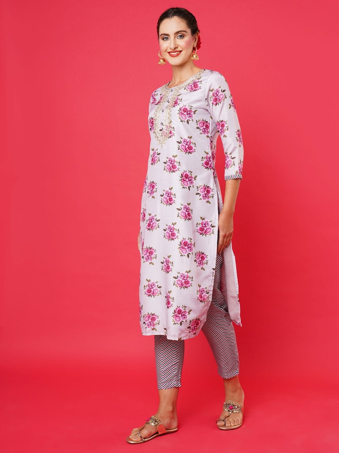Heeposh Women Floral Printed Kurta with Dupatta (Set of 3)