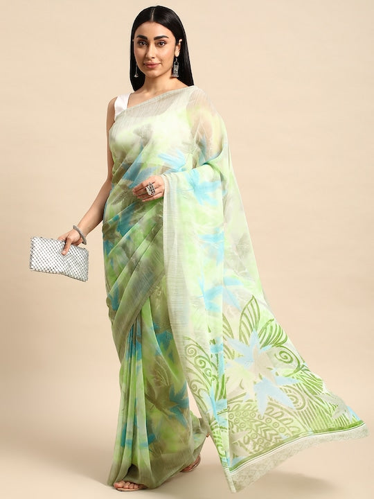 Here&now Floral Pure Georgette Saree