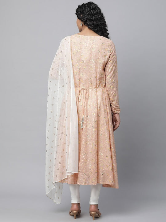 Aurelia Floral Printed Thread Work Kurta With Leggings & Dupatta