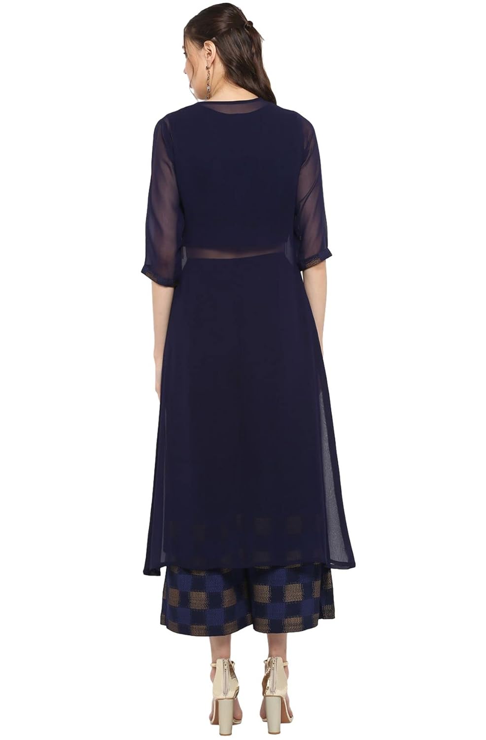 Janasya Women's Poly Crepe Crop Top with Palazzo and Dupatta