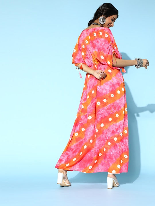 Yufta Pretty Pink Viscose Rayon Kaftan Kurta