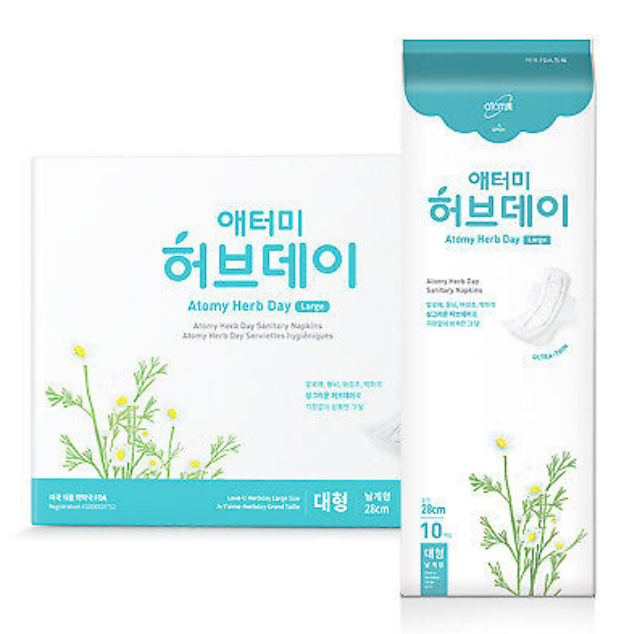 Atomy Herbday Sanitary Pad Panty Liner Fresh Feeling Large Size 28 cm 40pc NEW