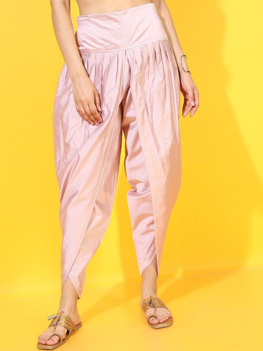 Vishudh Women Pink Floral Printed Kurti with Dhoti Pant