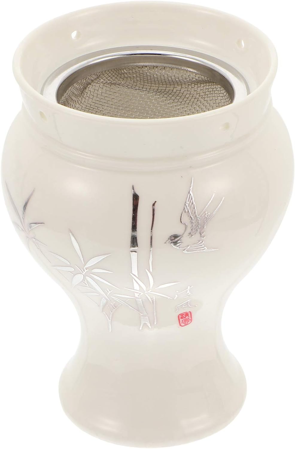 Healifty Ceramic Moxibustion Pot 1pc Scraping Cup Vessel Tools Body Cupping Moxa Stick Holder Moxibustion Pot Cupping Product Picture Hanger Tool Guasha Jar Ceramics Bamboo Leaves