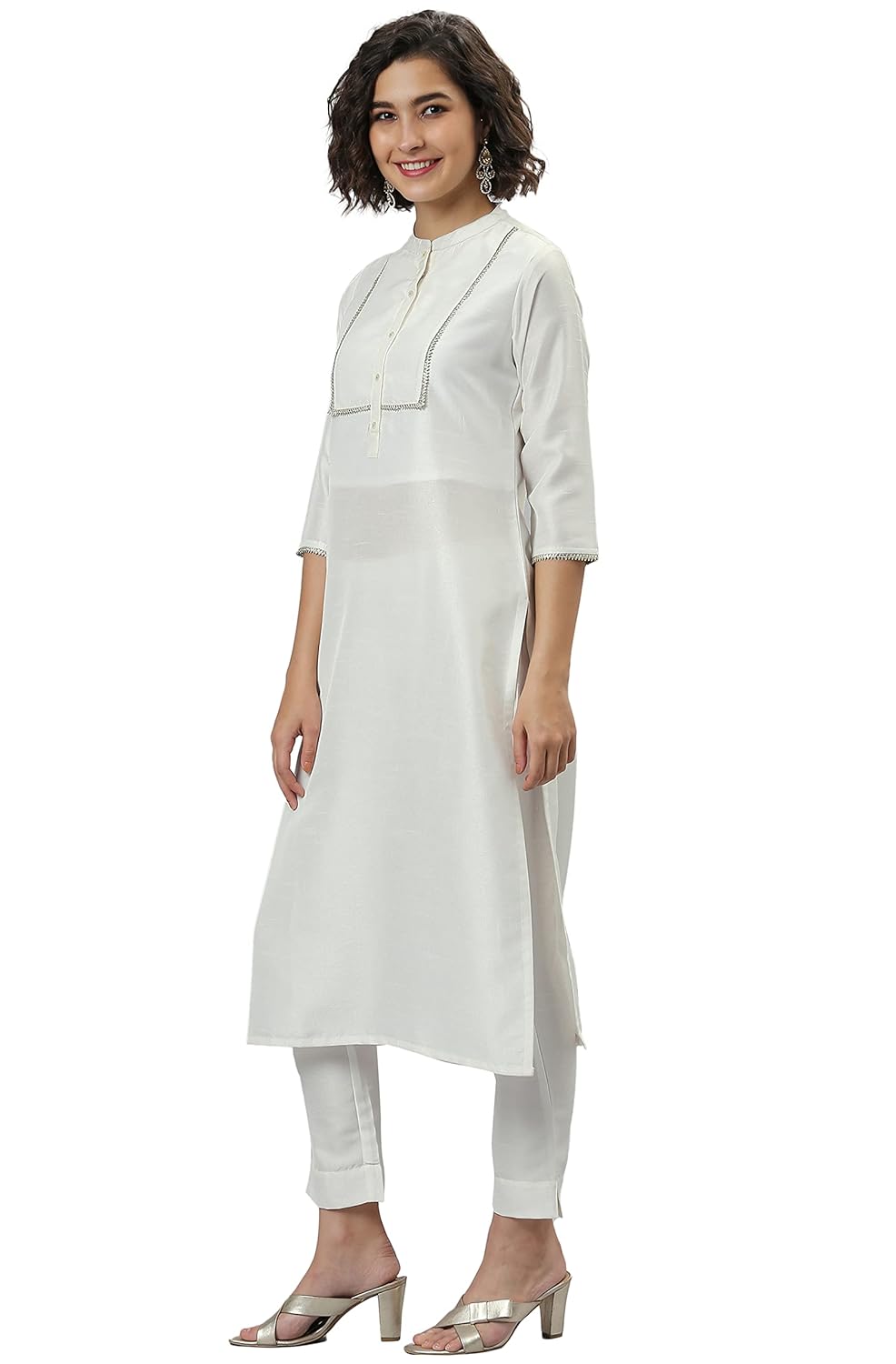 Janasya Women's Poly Silk Kurta With Pant And Dupatta
