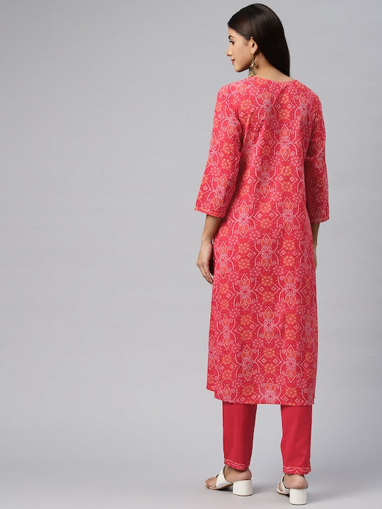 Readiprint Fashions Printed Regular Mirror Work Pure Cotton Kurta with Trousers