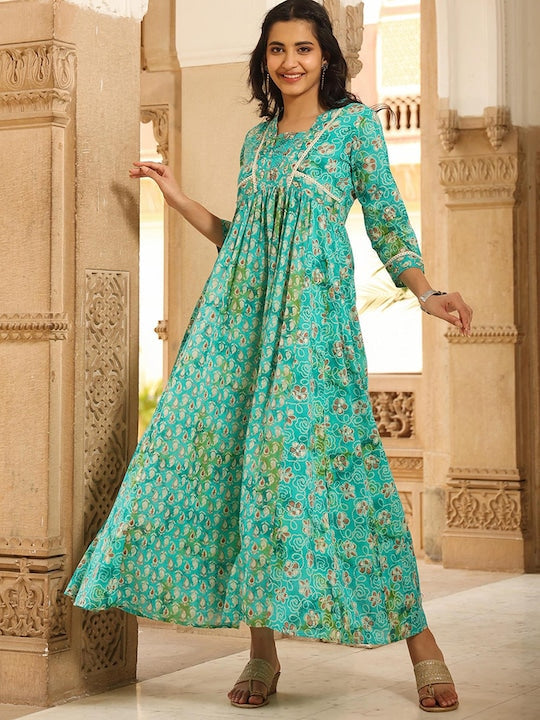 Scakhi Printed Panelled Cotton Ethnic Maxi Dress