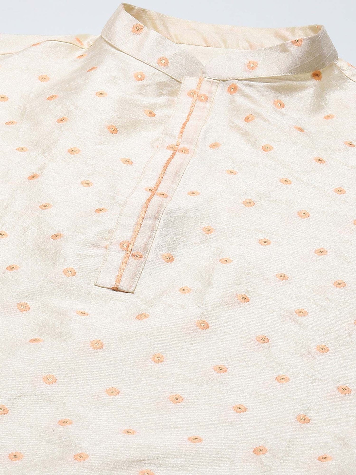 Amodh by Kisah Men Cream Kurta (Set of 2)