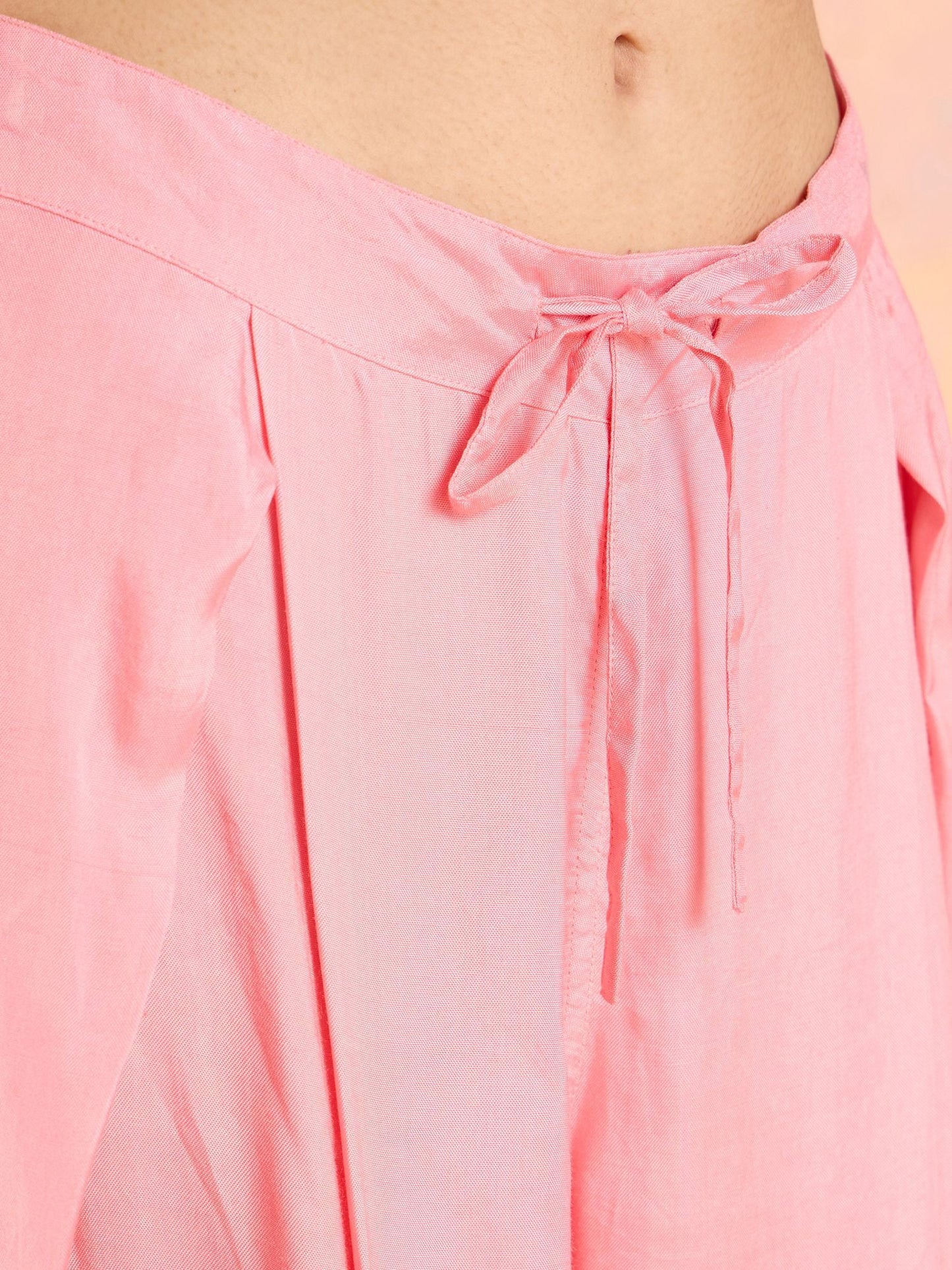 Likha Pink Garden Groove Shantoon Embroidered Kurta & Dhoti LIKSKD302 Co-ord Set (Set of 2)