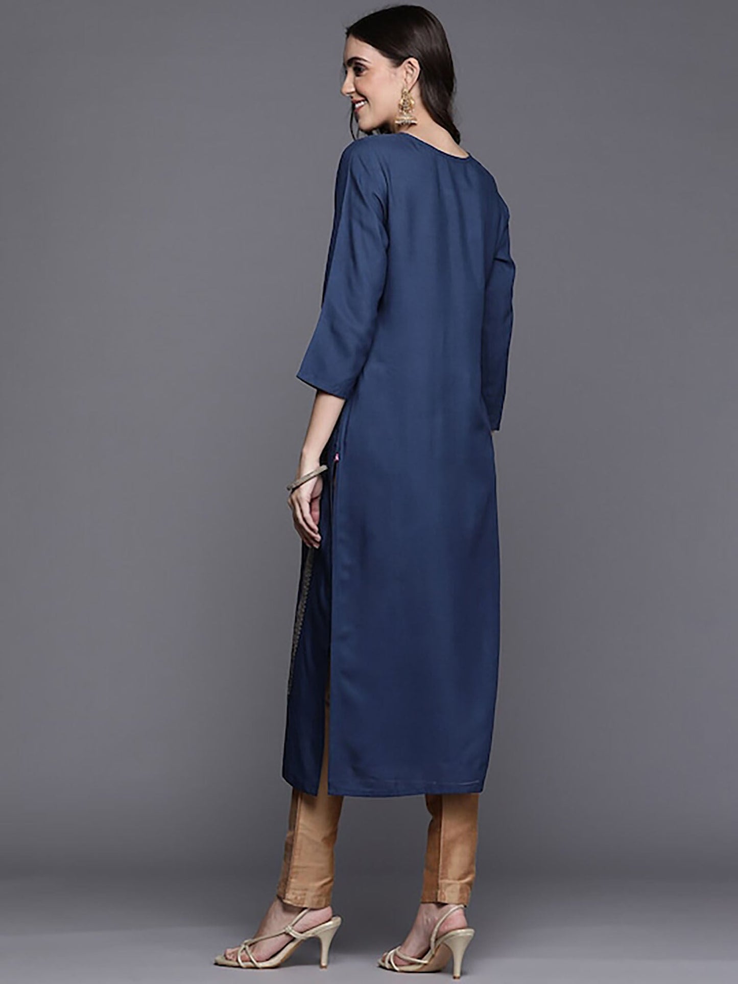 KSUT Women Navy Blue Printed Kurta