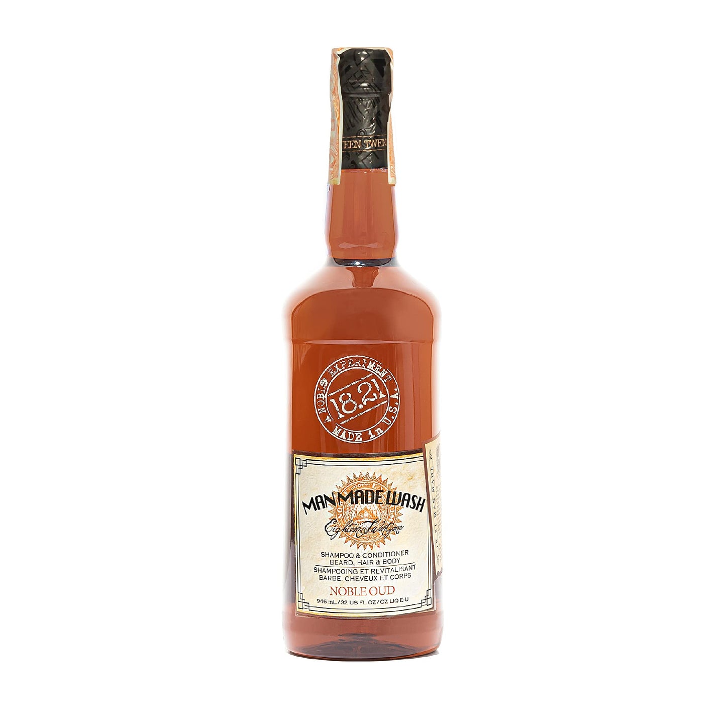 18.21 Man Made Original Noble Oud 3-in-1 Body Wash, Shampoo, & Conditioner for Men, All Hair & Skin Types, Strengthens and Moisturizes in a Manly Aroma, 32 oz