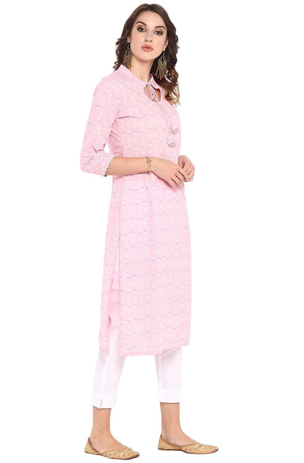 Janasya Women's Pink Cotton Kurta