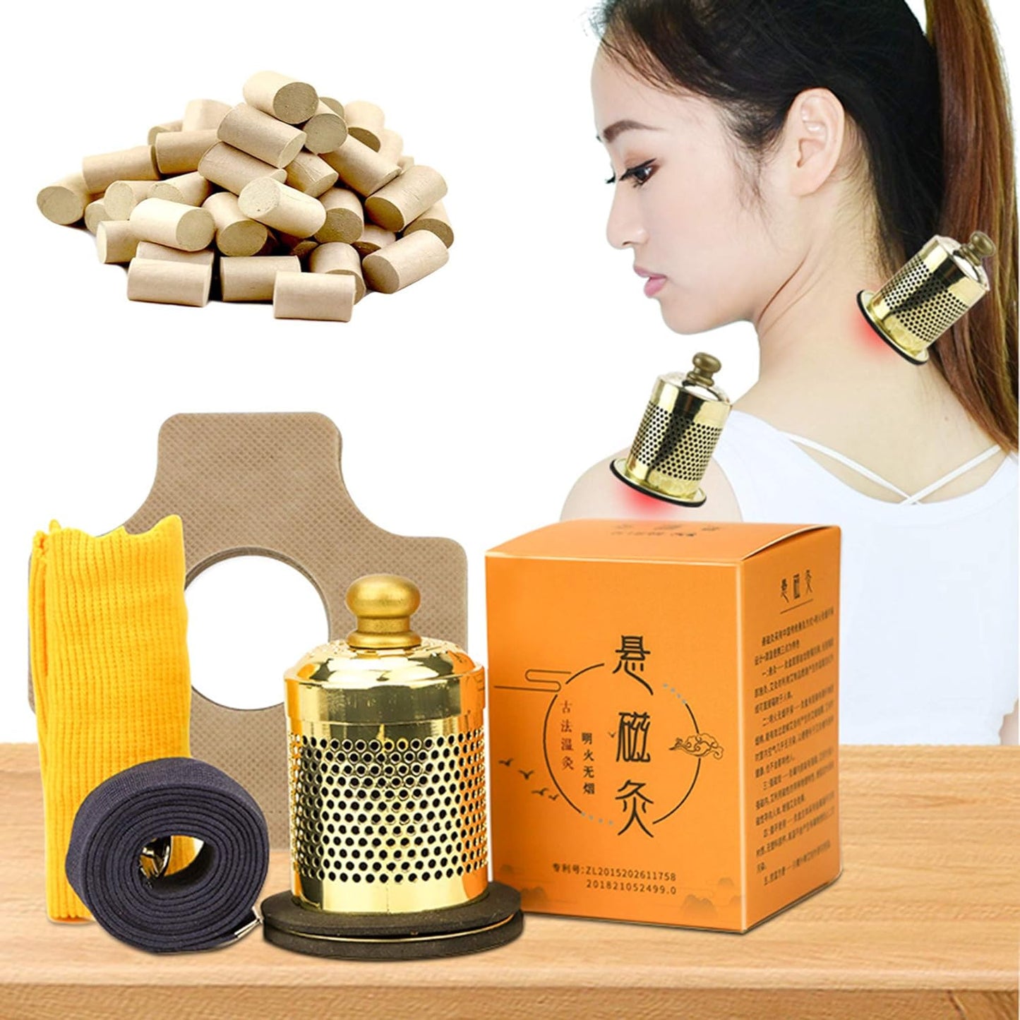 56 Pcs Moxa Sticks Rolls and Smokeless Moxibustion Box Wormwood Mugwort Artemisia aijiu Chinese Medicine艾灸条
