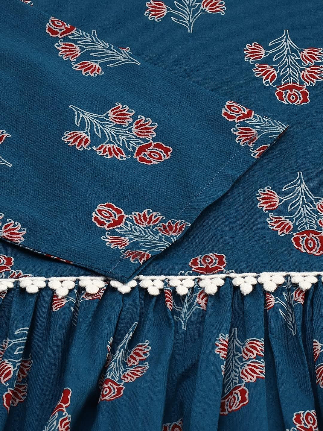 Janasya Women's Teal Cotton Kurta