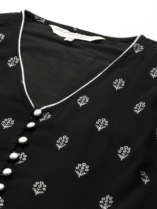 All about you Ethnic Motifs Print High-Slit Kurta with Palazzos