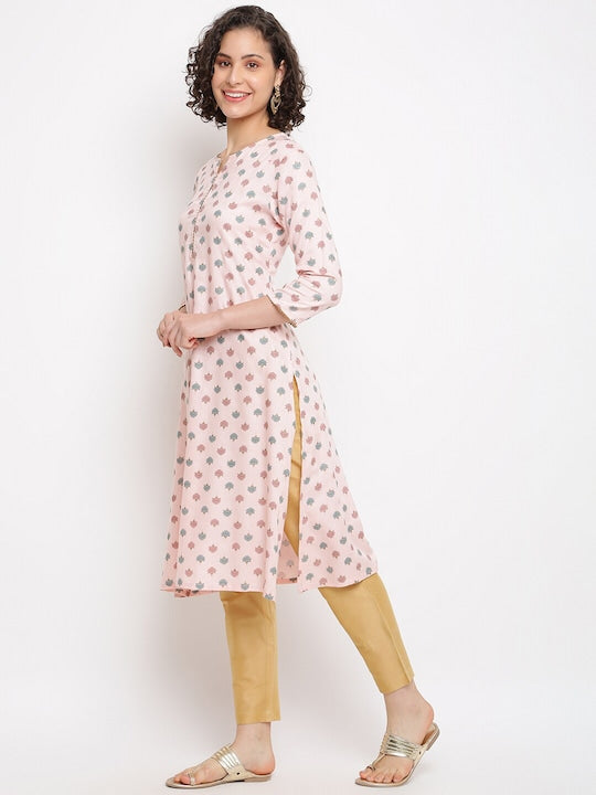 IMARA Floral Printed Gotta Patti Straight Kurta