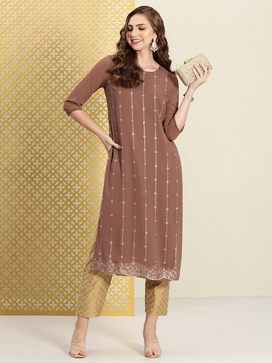 House of Pataudi Jashn Embroidered Sequined Floral Kurta