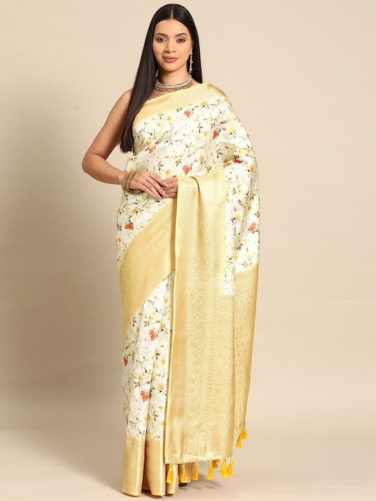 Silk Land Kalamkari Zari Art Silk Kanjeevaram Saree