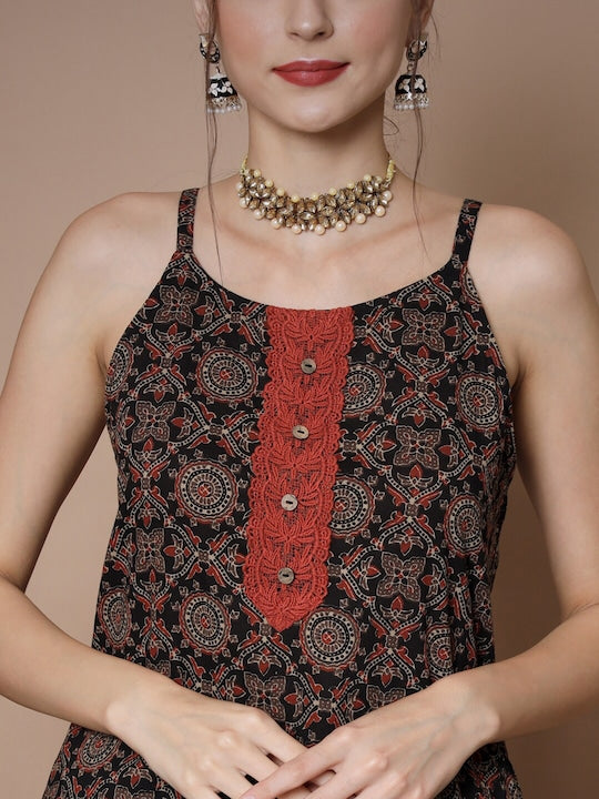 Myshka Ethnic Motifs Printed Regular Pure Cotton Kurta With Trousers & Dupatta