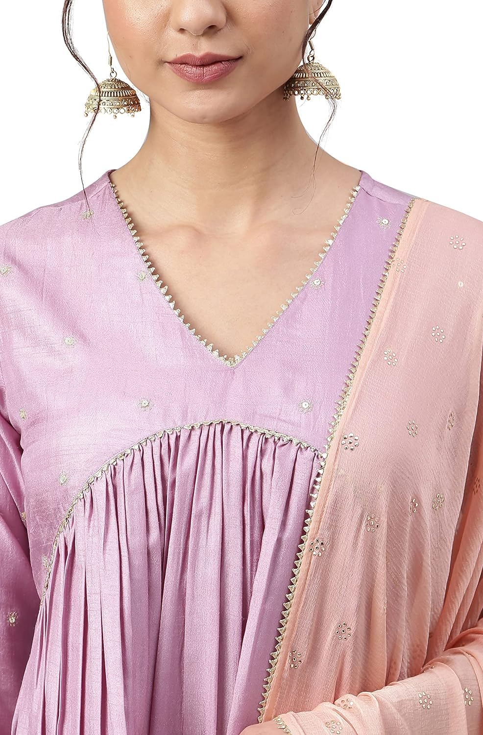 Janasya Women's Mauve Poly Silk Solid Kurta with Pant and Dupatta