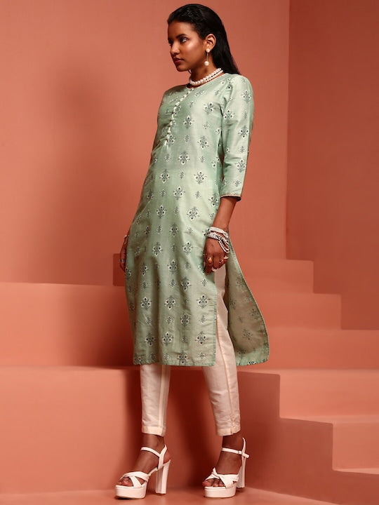 IMARA Floral Printed Kurta With Trousers