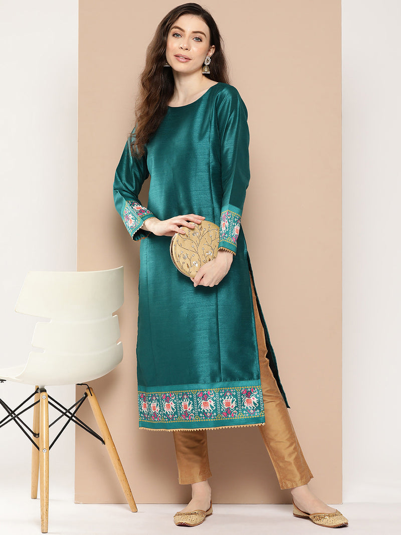 Ahalyaa Women Ethnic Motifs Embroidered Gotta Patti Kurta