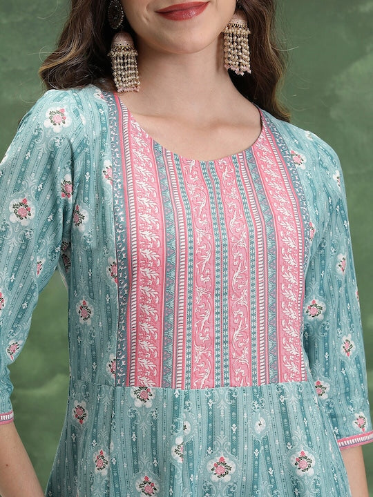 Vishudh Women Floral Printed Regular Pure Cotton Kurta with Palazzos & With Dupatta