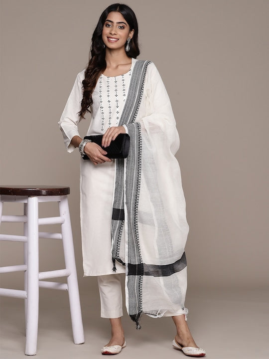Anubhutee Women Yoke Design Regular Mirror Work Kurta with Trousers & Dupatta