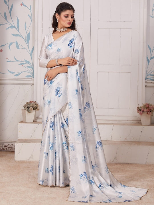 Saree mall Floral Printed Satin Sarees
