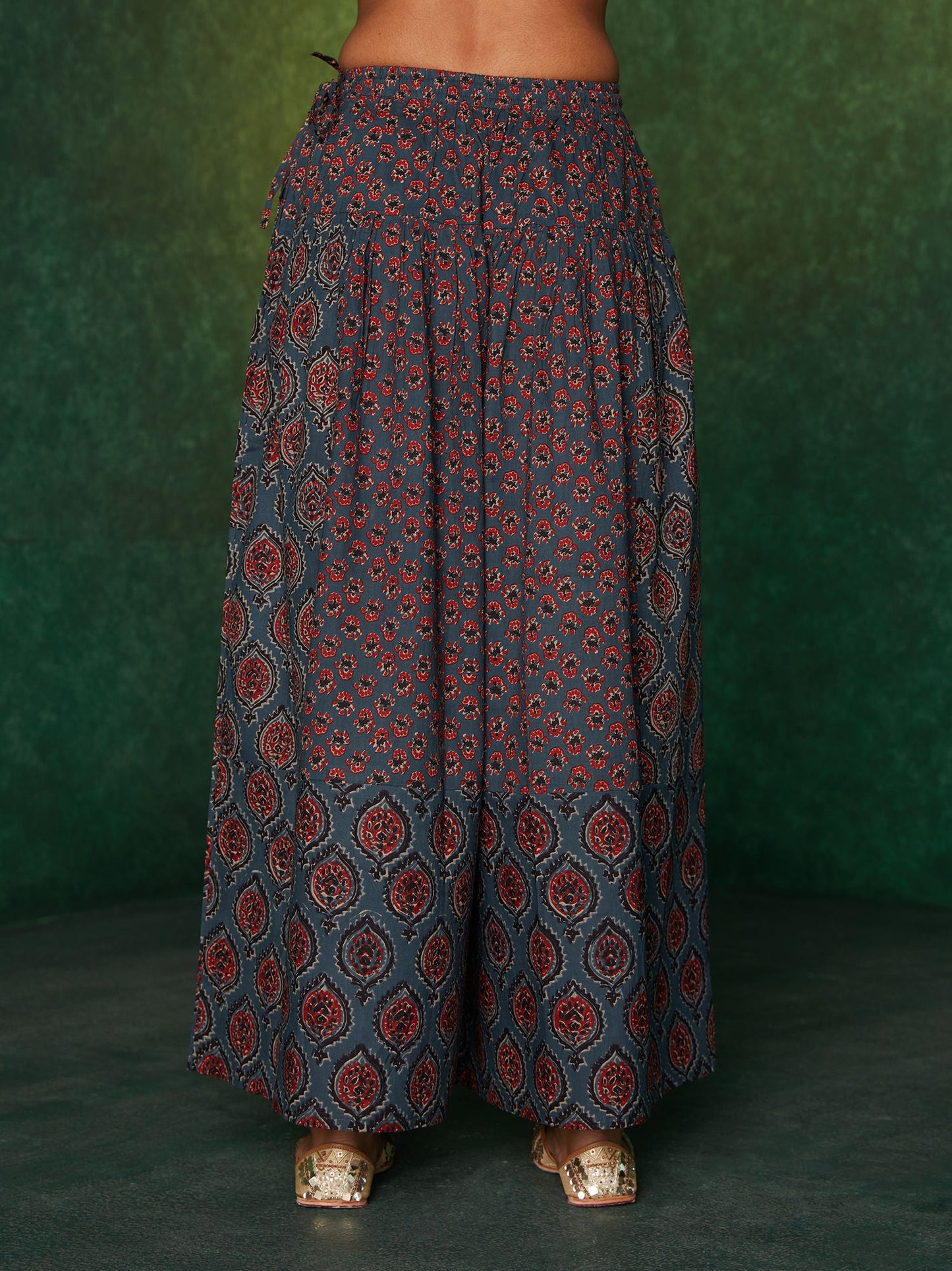 Likha Siyah Begar Indigo Printed with Zari Mirror Work Co-ord Set LIKSKD151 (Set of 2)