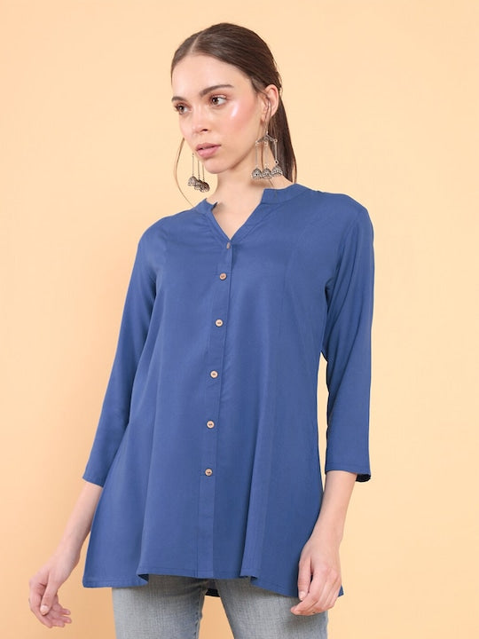 Soch Blue Mandarin Collar Tunic