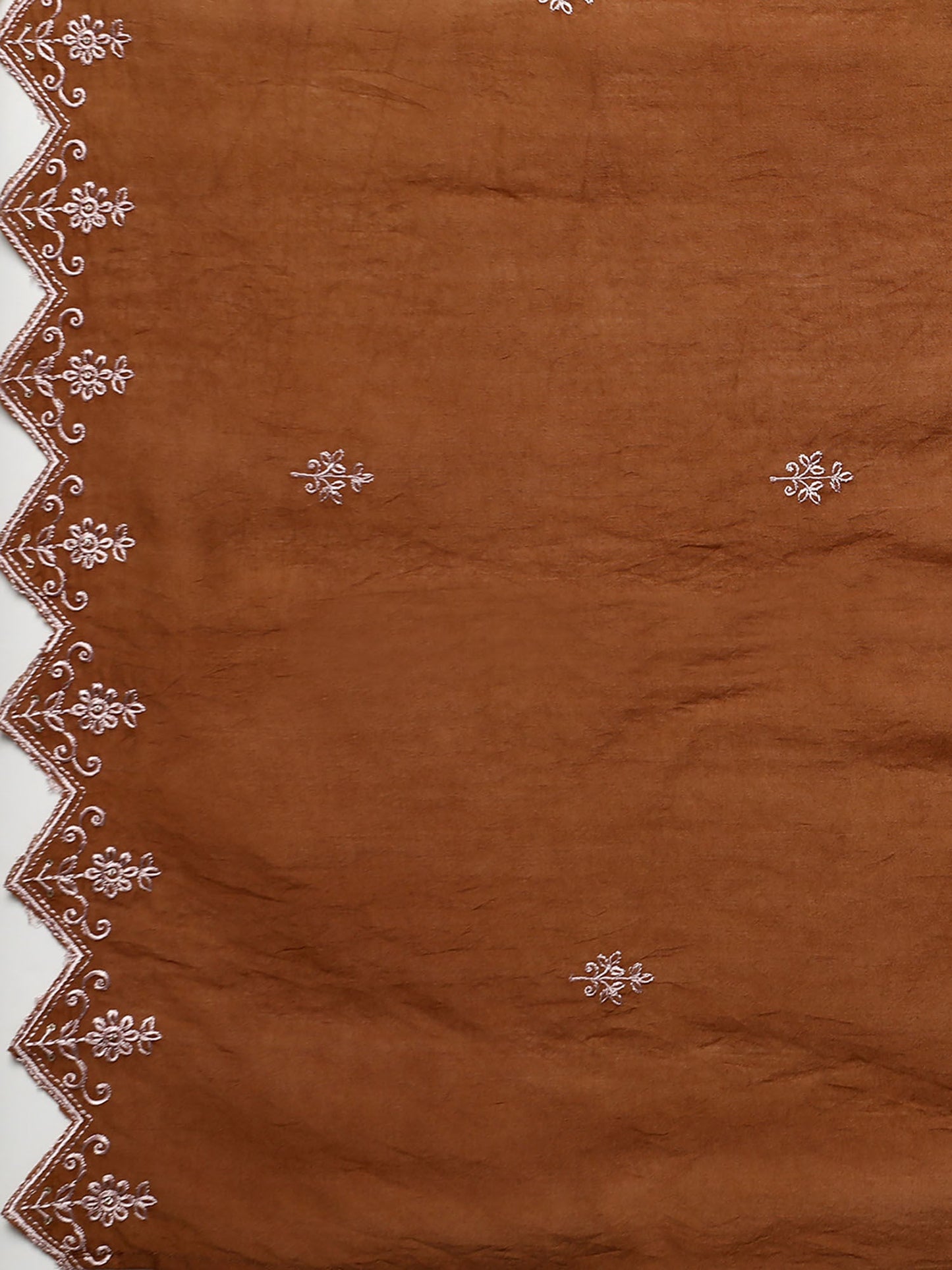 Heeposh Almond Brown Embroidered Kurta with Scallop Dupatta (Set of 3)